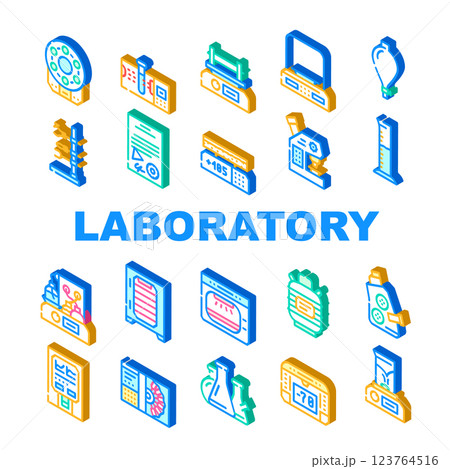 Laboratory Equipment For Analysis Icons Set Vector 123764516