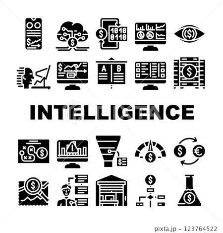 Business Intelligence Technology Icons Set Vector 123764522