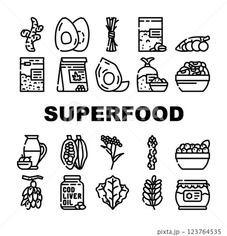 Superfood Natural And Vitamin Icons Set Vector 123764535