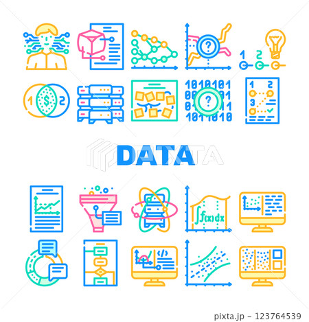 Data Science Innovate Technology Icons Set Vector 123764539