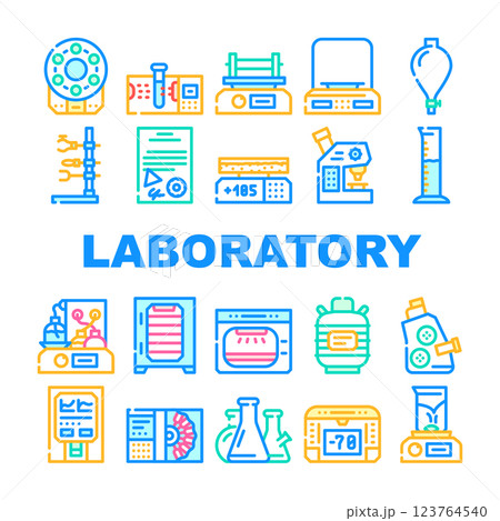 Laboratory Equipment For Analysis Icons Set Vector 123764540