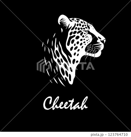 Cheetah head on black background. hand drawing. Not AI, Vector illustration Cheetah head on black background. hand drawing. Not AI, Vector illustration 123764710