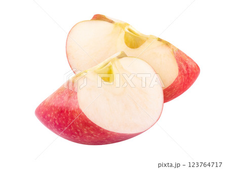 Two pieces of red apple isolated on white background 123764717