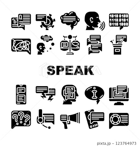 Speak Conversation And Discussion Icons Set Vector 123764973