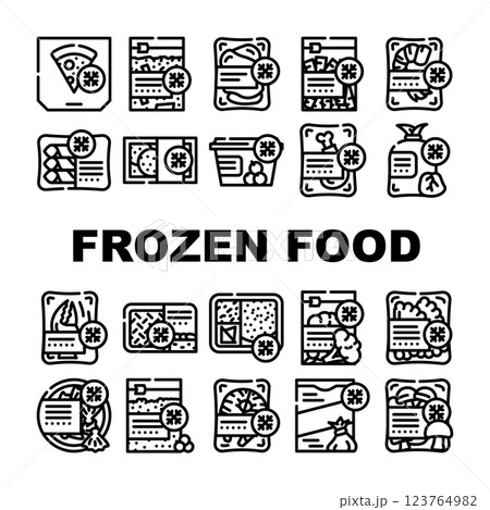 Frozen Food Storage Packaging Icons Set Vector 123764982