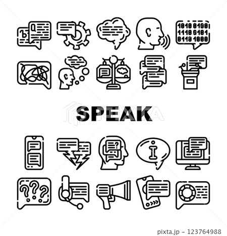 Speak Conversation And Discussion Icons Set Vector Speak Conversation And Discussion Icons Set Vector 123764988
