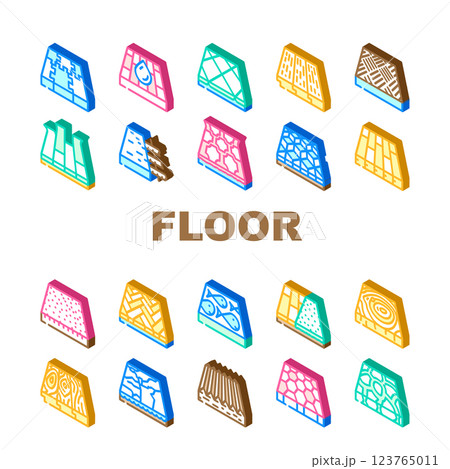 Floor Material Layers Renovation Icons Set Vector 123765011