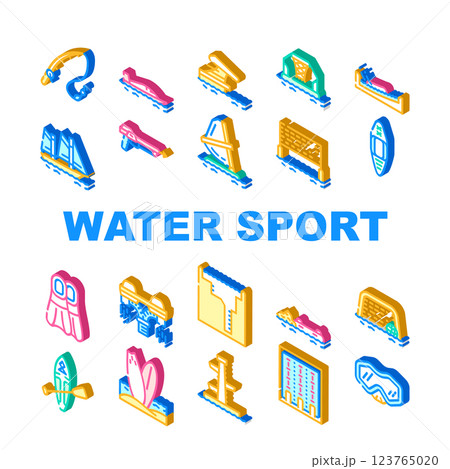 Water Sports Active Occupation Icons Set Vector 123765020