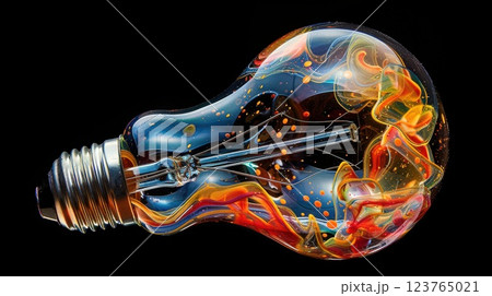 Colorful Swirl Patterns in a Modern Artistic Light Bulb Design 123765021