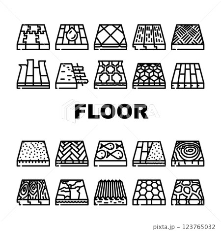 Floor Material Layers Renovation Icons Set Vector Floor Material Layers Renovation Icons Set Vector 123765032