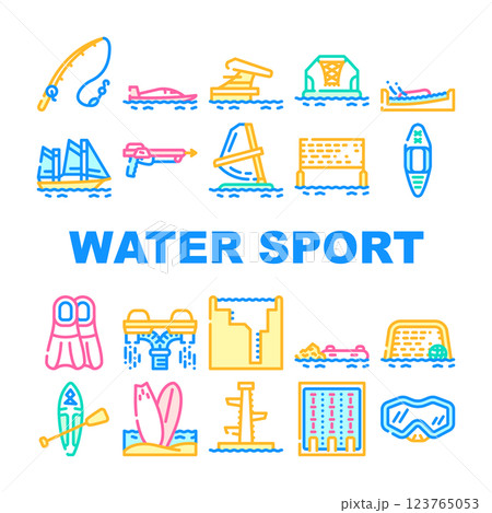 Water Sports Active Occupation Icons Set Vector Water Sports Active Occupation Icons Set Vector 123765053