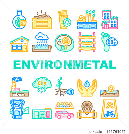 engineer environmental technology icons set vector 123765075
