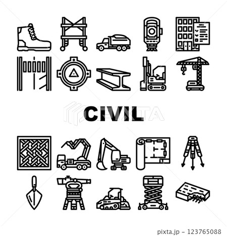civil engineer construction icons set vector 123765088