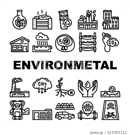 engineer environmental technology icons set vector 123765112