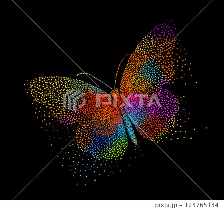 colored butterfly. hand drawing. Not AI. Vector illustration 123765134