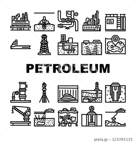 oil industry petroleum energy gas icons set vector 123765135