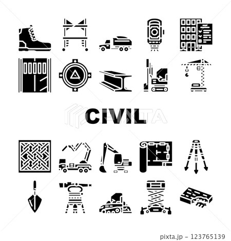 civil engineer construction icons set vector 123765139