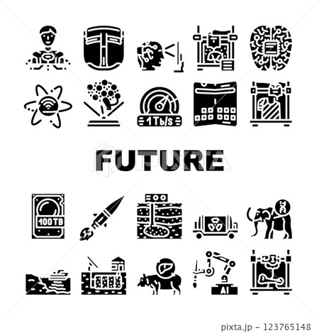 future technology digital data icons set vector 123765148