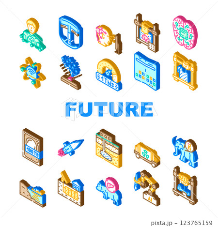 future technology digital data icons set vector future technology digital data icons set vector 123765159
