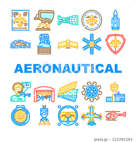 aeronautical engineer aviation icons set vector 123765165