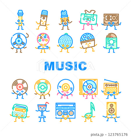 retro music party vintage icons set vector 123765176