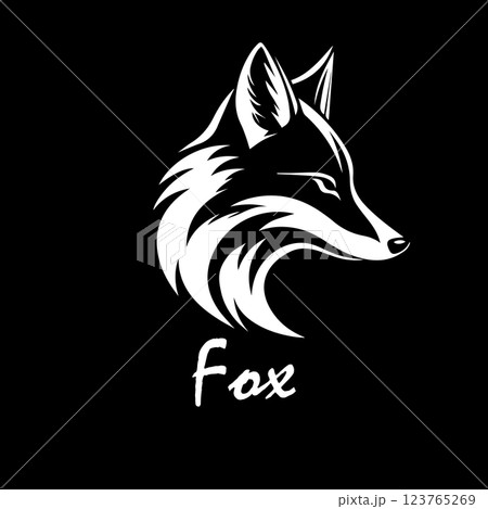 Fox head on black background. hand drawing. Not AI, Vector illustration 123765269