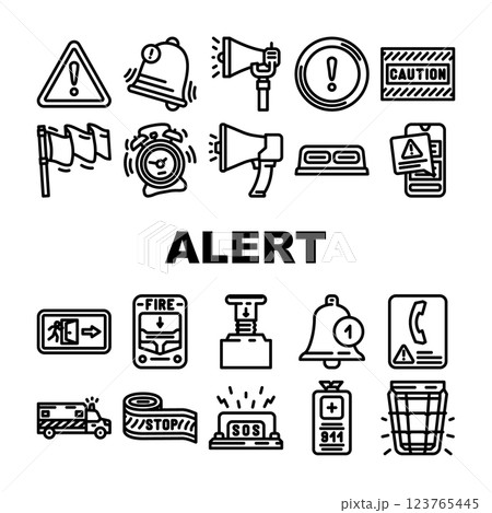 alert caution error danger icons set vector 123765445