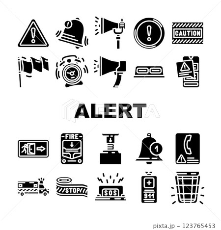 alert caution error danger icons set vector 123765453