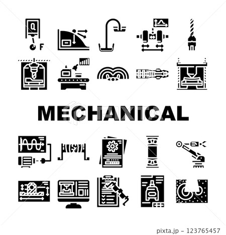 mechanical engineer industry icons set vector 123765457
