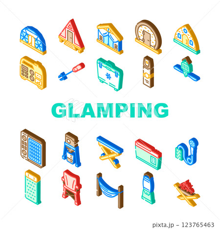 glamping tent nature luxury tipi icons set vector glamping tent nature luxury tipi icons set vector 123765463