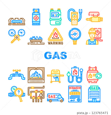 gas energy oil power pipeline icons set vector 123765471