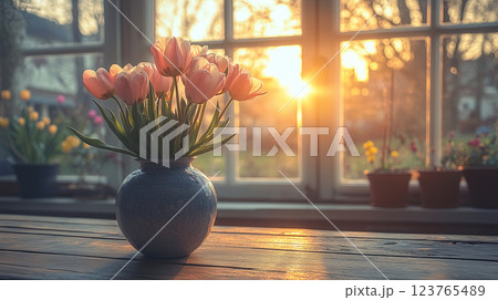 Delicate spring flower tulip for the holidays 123765489