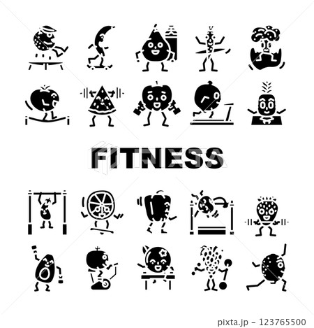 fruit fitness food diet icons set vector fruit fitness food diet icons set vector 123765500