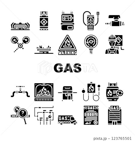 gas energy oil power pipeline icons set vector 123765501