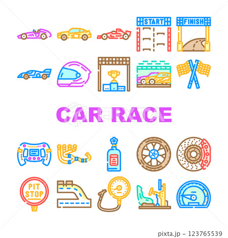car speed auto race icons set vector 123765539