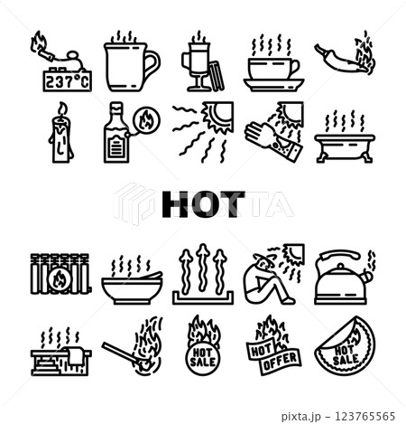 hot heat cold fire icons set vector 123765565