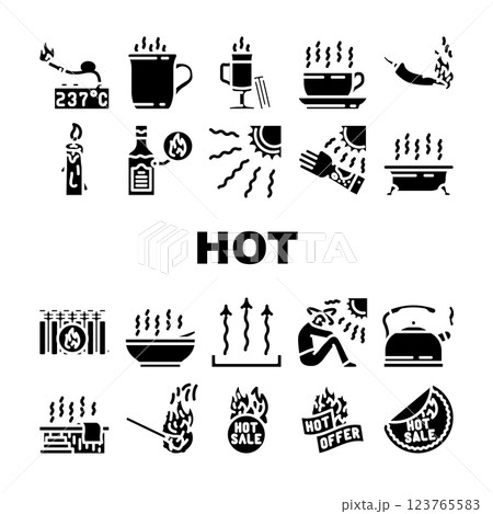 hot heat cold fire icons set vector hot heat cold fire icons set vector 123765583