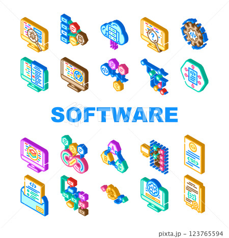 software compute, engineer icons set vector 123765594