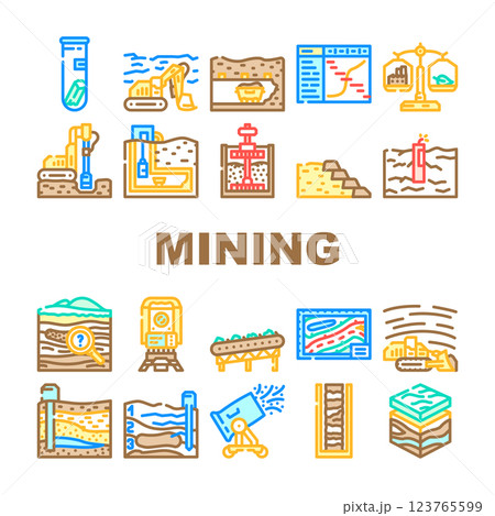 mining engineer industry icons set vector mining engineer industry icons set vector 123765599