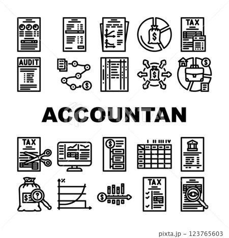 accountant professional tax icons set vector accountant professional tax icons set vector 123765603