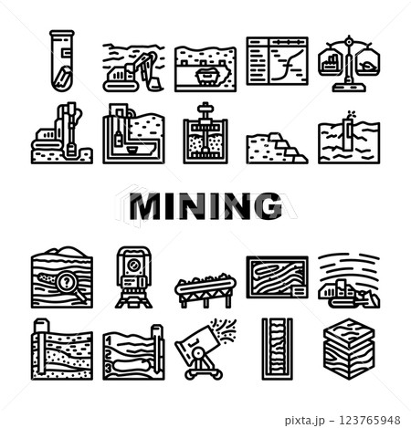 mining engineer industry icons set vector mining engineer industry icons set vector 123765948