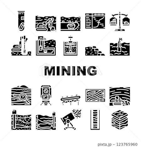 mining engineer industry icons set vector 123765960