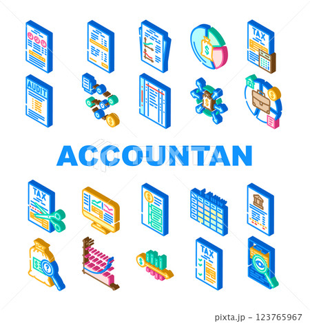 accountant professional tax icons set vector 123765967