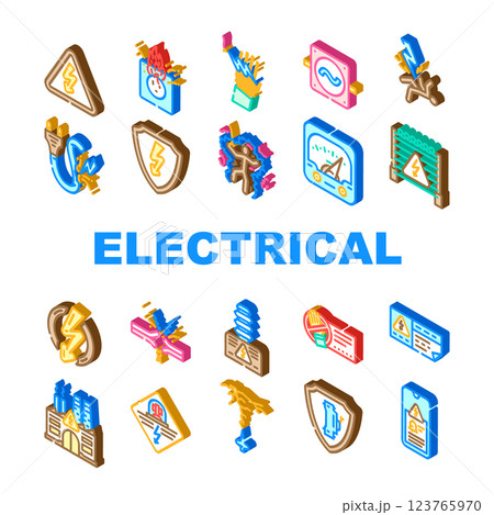 electrical danger voltage icons set vector 123765970