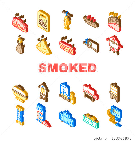 smoked meat bbq icons set vector smoked meat bbq icons set vector 123765976