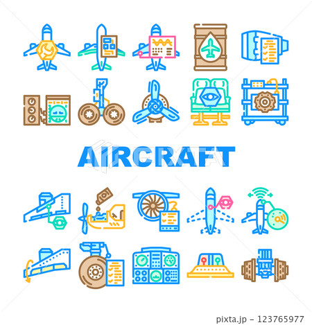 aircraft mechanic aviation icons set vector aircraft mechanic aviation icons set vector 123765977