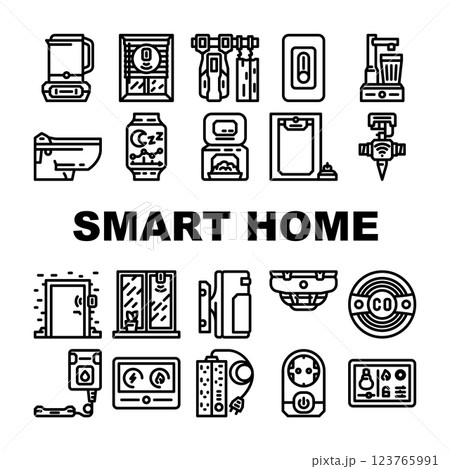 smart home control icons set vector 123765991