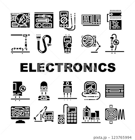 electronics technician industry icons set vector 123765994