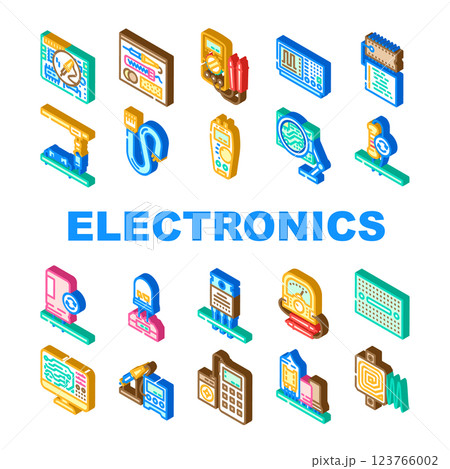 electronics technician industry icons set vector 123766002