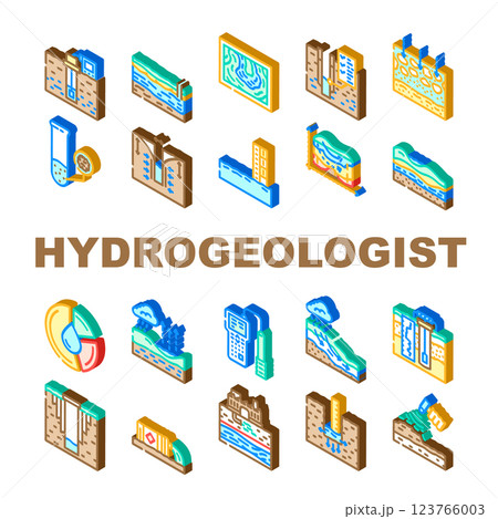 hydrogeologist industrial icons set vector 123766003